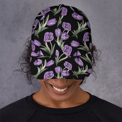 Purple Watercolor Tulip Pattern Print Baseball Cap