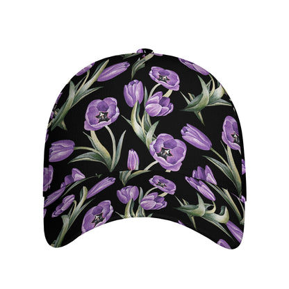 Purple Watercolor Tulip Pattern Print Baseball Cap