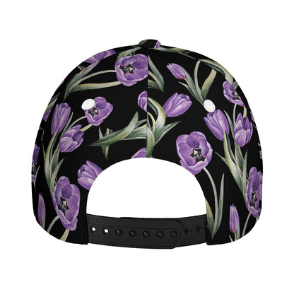 Purple Watercolor Tulip Pattern Print Baseball Cap