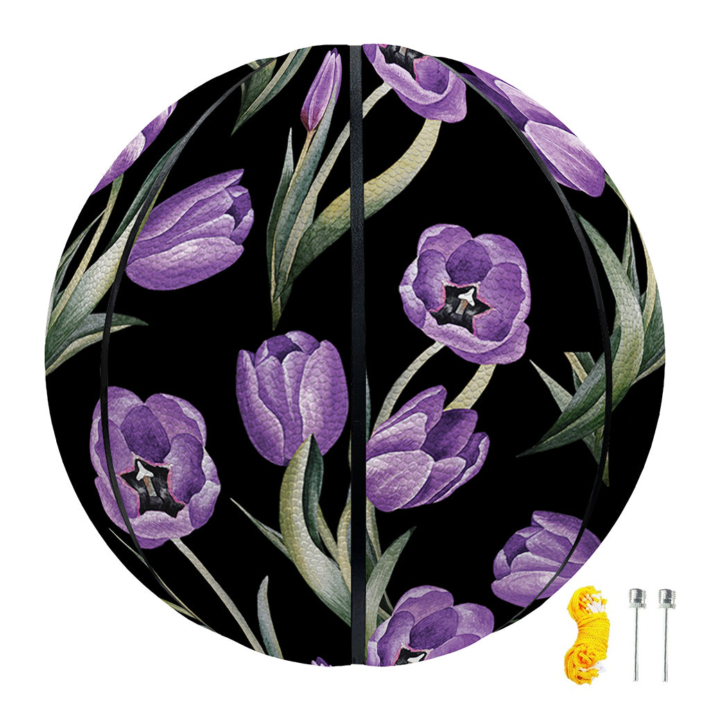 Purple Watercolor Tulip Pattern Print Basketball