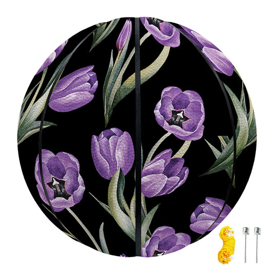 Purple Watercolor Tulip Pattern Print Basketball