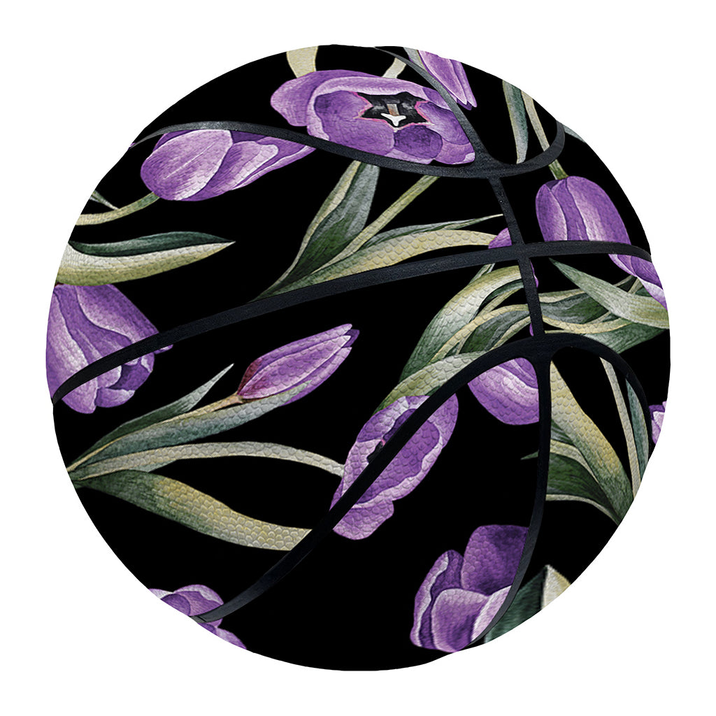 Purple Watercolor Tulip Pattern Print Basketball