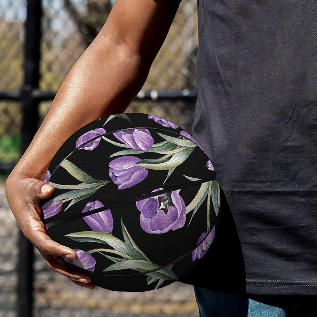 Purple Watercolor Tulip Pattern Print Basketball