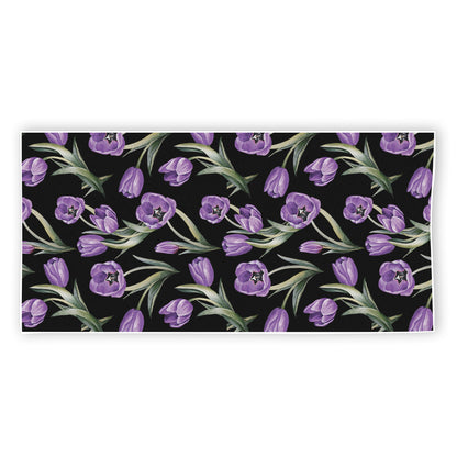 Purple Watercolor Tulip Pattern Print Beach Towel