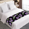 Purple Watercolor Tulip Pattern Print Bed Runner