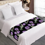Purple Watercolor Tulip Pattern Print Bed Runner