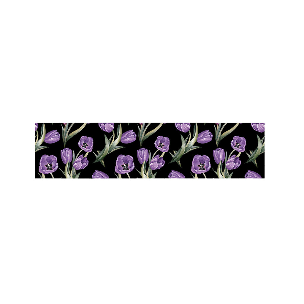 Purple Watercolor Tulip Pattern Print Bed Runner