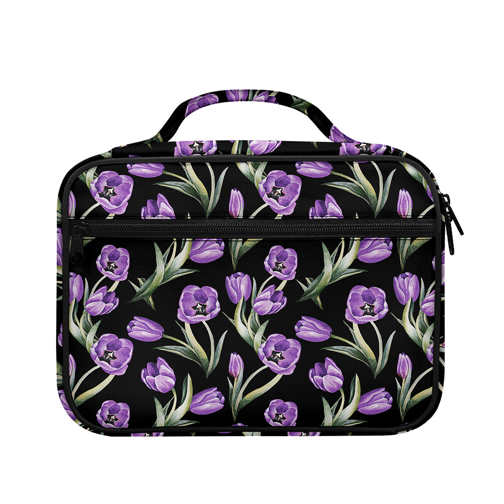 Purple Watercolor Tulip Pattern Print Briefcase Bible Bag