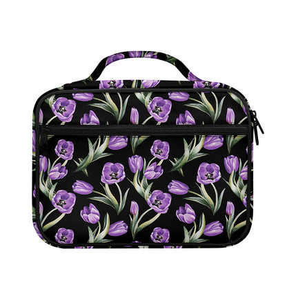 Purple Watercolor Tulip Pattern Print Briefcase Bible Bag