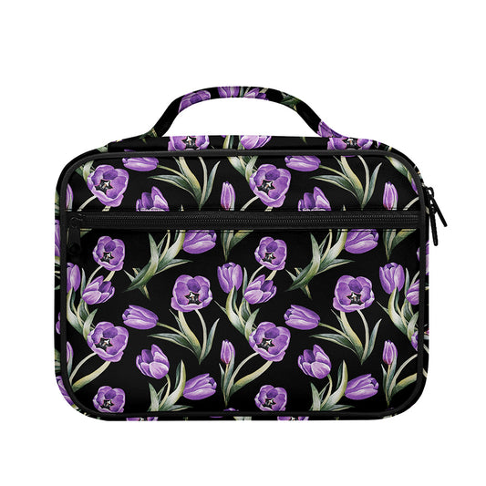 Purple Watercolor Tulip Pattern Print Briefcase Bible Bag
