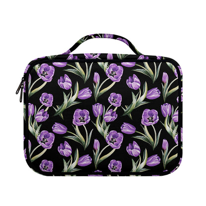 Purple Watercolor Tulip Pattern Print Briefcase Bible Bag