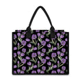 Purple Watercolor Tulip Pattern Print Canvas Tote Bag