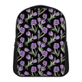 Purple Watercolor Tulip Pattern Print Casual Backpack