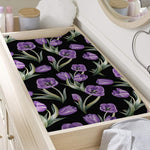 Purple Watercolor Tulip Pattern Print Changing Pad Cover