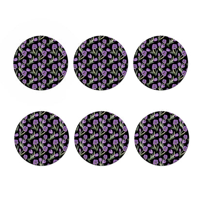 Purple Watercolor Tulip Pattern Print Coaster Set