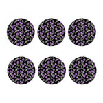 Purple Watercolor Tulip Pattern Print Coaster Set