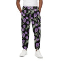 Purple Watercolor Tulip Pattern Print Cotton Sweatpants