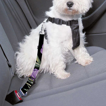 Purple Watercolor Tulip Pattern Print Dog Seat Belt