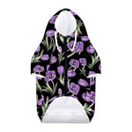 Purple Watercolor Tulip Pattern Print Dog Zip Up Hoodie