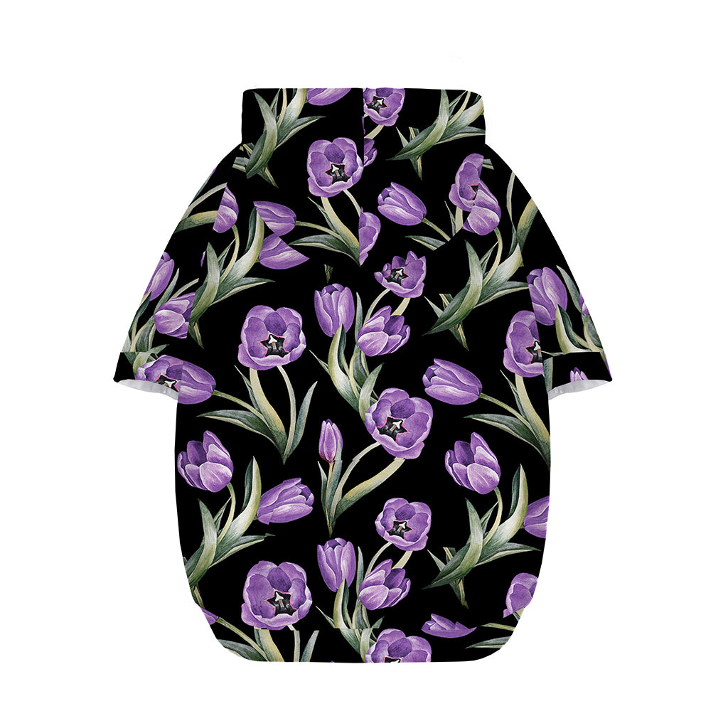 Purple Watercolor Tulip Pattern Print Dog Zip Up Hoodie