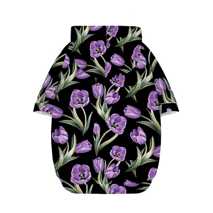 Purple Watercolor Tulip Pattern Print Dog Zip Up Hoodie