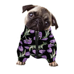 Purple Watercolor Tulip Pattern Print Dog Zip Up Jacket