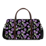 Purple Watercolor Tulip Pattern Print Duffle Bag