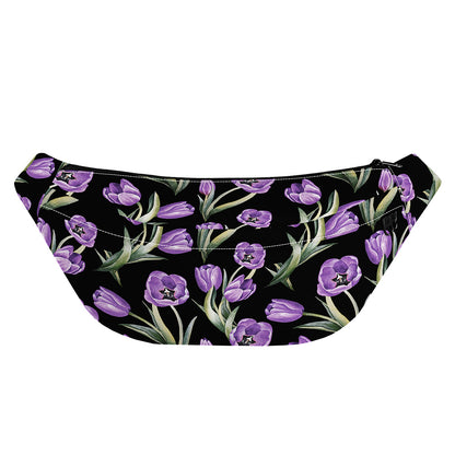 Purple Watercolor Tulip Pattern Print Fanny Pack
