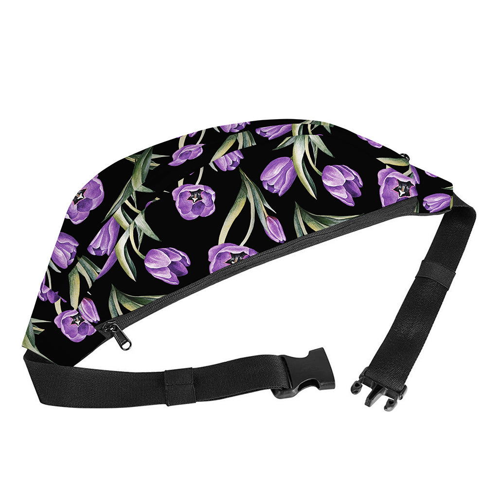 Purple Watercolor Tulip Pattern Print Fanny Pack