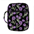 Purple Watercolor Tulip Pattern Print Front Pocket Bible Bag