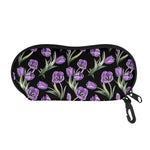 Purple Watercolor Tulip Pattern Print Glasses Case
