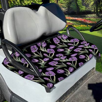 Purple Watercolor Tulip Pattern Print Golf Cart Seat Cover