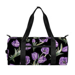 Purple Watercolor Tulip Pattern Print Gym Bag