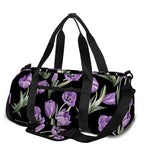 Purple Watercolor Tulip Pattern Print Gym Bag