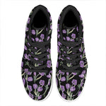 Purple Watercolor Tulip Pattern Print High Top Leather Sneakers