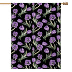 Purple Watercolor Tulip Pattern Print House Flag
