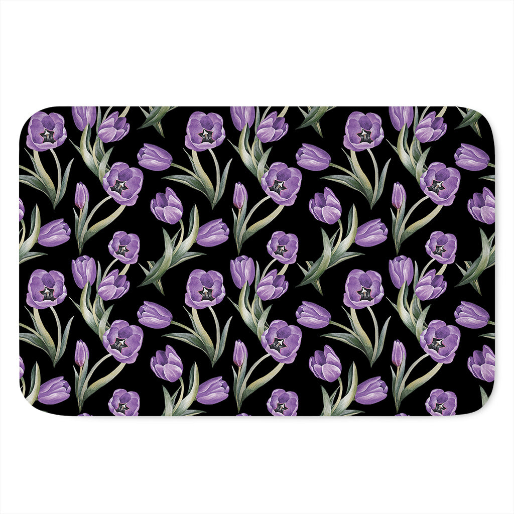 Purple Watercolor Tulip Pattern Print Indoor Door Mat