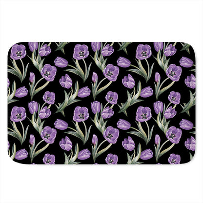 Purple Watercolor Tulip Pattern Print Indoor Door Mat