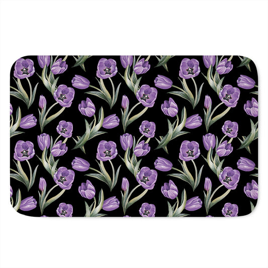 Purple Watercolor Tulip Pattern Print Indoor Door Mat