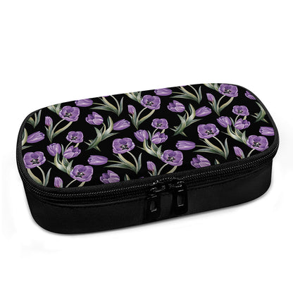 Purple Watercolor Tulip Pattern Print Insulin Cooler Travel Case