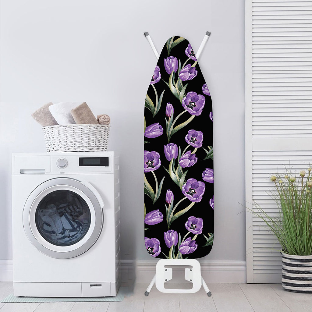 Purple Watercolor Tulip Pattern Print Ironing Board Cover