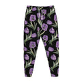 Purple Watercolor Tulip Pattern Print Jogger Pants