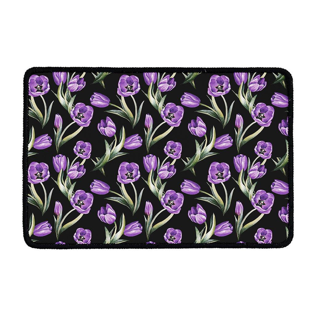 Purple Watercolor Tulip Pattern Print Kitchen Mat