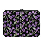 Purple Watercolor Tulip Pattern Print Laptop Sleeve