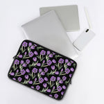 Purple Watercolor Tulip Pattern Print Laptop Sleeve