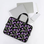 Purple Watercolor Tulip Pattern Print Laptop Sleeve With Handle