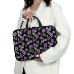 Purple Watercolor Tulip Pattern Print Laptop Sleeve With Handle