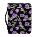 Purple Watercolor Tulip Pattern Print Leather Bible Cover