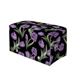 Purple Watercolor Tulip Pattern Print Leather Tissue Box Cover