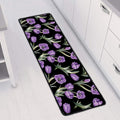 Purple Watercolor Tulip Pattern Print Long Kitchen Mat